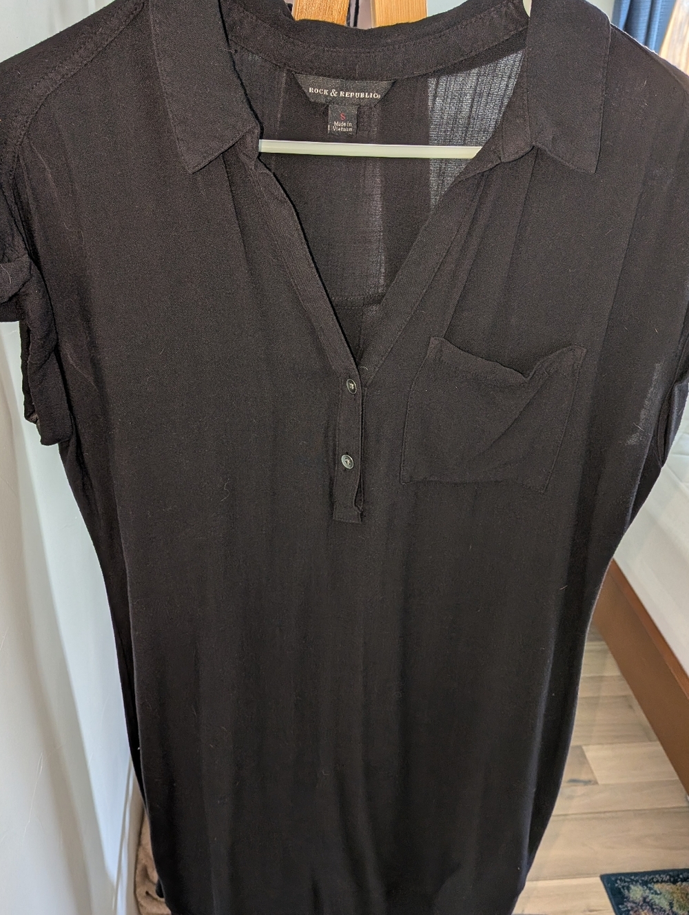 Rock & Republic Black Short Sleeve Polo Shirt Dress S NWOT